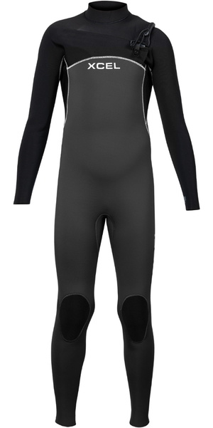 2026 Xcel Junior Comp 4/3mm Chest Zip Wetsuit KN43ZXC4GY - Graphite / Black